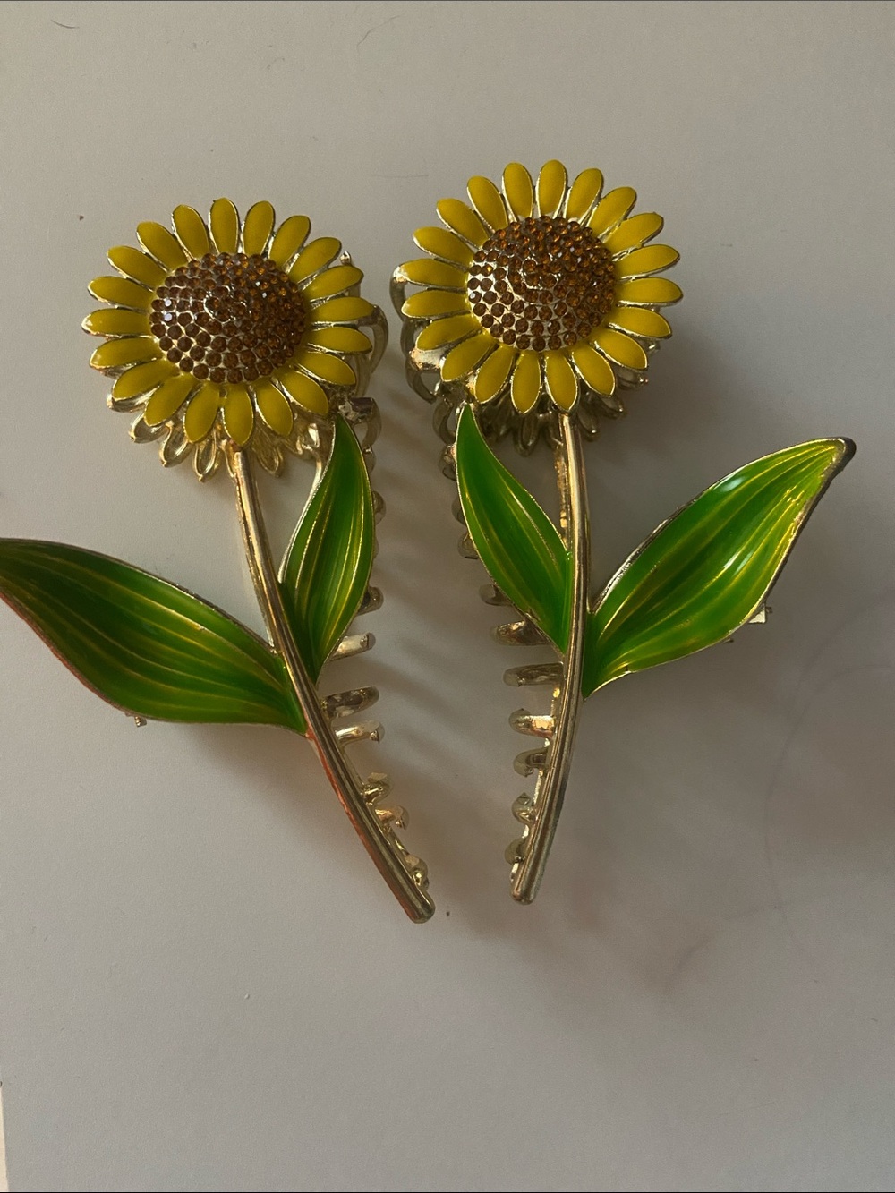 Yellow Sunflower Leaf Hair Clips - Women Accessories